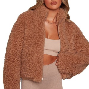 Automne <span class=keywords><strong>hiver</strong></span> femmes en peluche Cardigan veste courte <span class=keywords><strong>manteau</strong></span> respirant transfrontalier pour <span class=keywords><strong>Amazon</strong></span> vêtements Europe United - Product Image 5