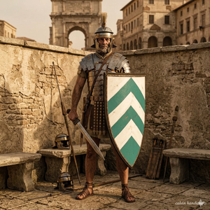 Handmade 24" Wooden Roman Shield – Wall Art Decor, - Product Image 1