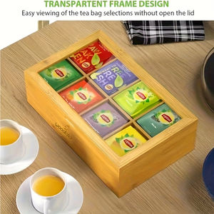 Atacado Multi-Funcional 8 Compartimentos Bambu Gaveta Organizador Saco De Chá Caixas Caixa De Chá De Madeira para Cozinha Pantry Countertop - Product Image 6