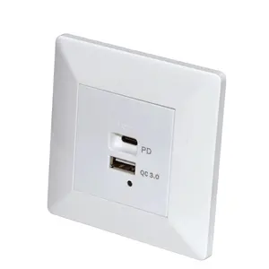 NEPCI 86x86mm wall mounted USB charger XJY-USB-59P-I-PD/QC 2 ports USB wall socket outlet 30W fast charge CB