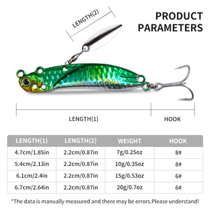 Señuelo Metálico Giratorio Ye352 Verde, Cebo Biónico para Pesca de Lubina, Señuelo VIB para Lanzamiento - Product Image 3