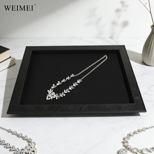 WEIMEI Precio de Fábrica al por Mayor Lujosa Bandeja Organizadora de Joyas Minimalista de Cuero PU Negro para Exhibición de Collares y Pendientes - Product Image 1