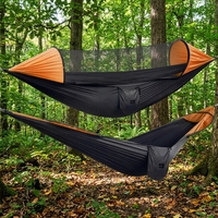 Hamac de camping portable en nylon avec moustiquaire, ultraléger, pour l'extérieur, avec sangles de suspension pour arbre, lit suspendu pour 2 personnes