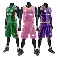 Maillot de basket-ball personnalisé, sublimation, kit de basket-ball réversible, maillot en maille polyester brodé, t-shirt de basket-ball vl899