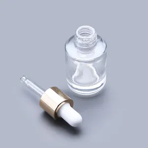 化妆品包装厂提取物油圆形滴管玻璃瓶，滴管精油瓶，彩色滴管瓶
