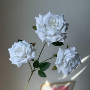 Usine Vente Directe <span class=keywords><strong>Ivoire</strong></span> Roses Soie Blanc Rose Longue Tige Décoratif Artificielle Rose Fleur Pour Le Mariage - Product Image 5