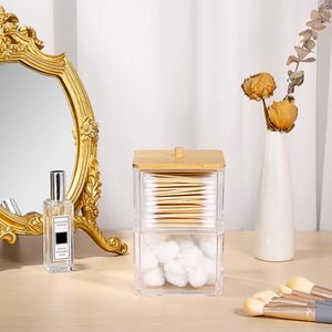 แท่นวางสำลีฝาไม้ทนทานสำหรับจัดแสดงแบบ Qtip ทำจากอะคริลิคทันสมัย - Product Image 1