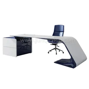 Modern Large Executive Desk Luxury Office White Boss Wood Table For Office