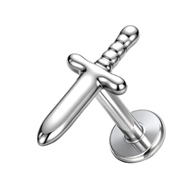 Piercing Labret en Titane TT ASTM F136 16G, Style Épée Tendance, Boucle d'Oreille Hypoallergénique pour Cartilage, Tragus, Hélix