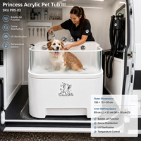 Baignoire SPA pour animaux de compagnie en acrylique avec micro-bulles d'ozone et hydro-massage, bassin de toilettage pour chiens avec fenêtre en verre pour service en libre-service