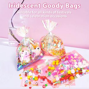 Sacs en cellophane BOPP irisés holographiques roses 4x6 et 5x11 pouces, avec attaches torsadées robustes pour bonbons, friandises, chocolats, supermarché - Product Image 5