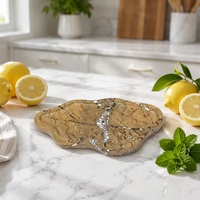 Plateau de rangement classique WeiVibe en pierre marron en forme de nuage, 190 mm, avec centre encastré, pour la décoration de tables de cuisine et de salle de bain