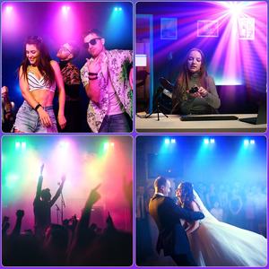 Mini projecteur LED rotatif 7-en-<span class=keywords><strong>1</strong></span> à effets colorés, lumière DJ DMX RGBW, boule magique, éclairage à faisceau, stroboscope, laser, projecteur PAR avec trépied - Product Image 6