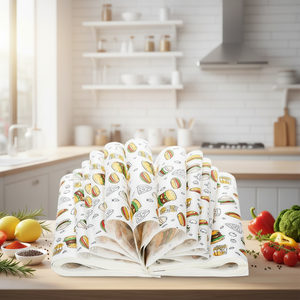 Papel de pergamino personalizado con logo impreso para envolver hamburguesas y sándwiches, papel a prueba de aceite para hot dogs, papel para mantel individual a prueba de aceite. - Product Image 4