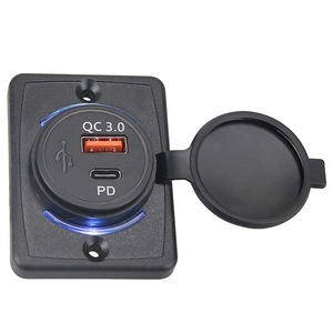 Car Charger USB QC3.0 PD Fast Charging 12-24V With Blue LED <b>Light</b> For Bus RV Cigarette Lighter <b>Socket</b> - Product Image 5