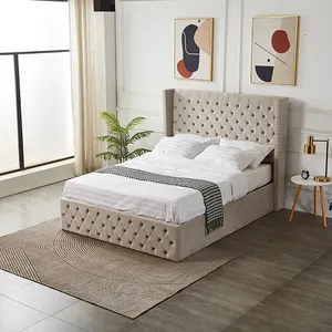 Fabrik Großhandel Schlafzimmermöbel modernes Bett Luxus gepolstertes Echtbett Lift-Up-Storage Doppelbettgestell