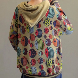 Sweat-shirt à capuche décontracté pour femme, hiver, 100% coton, imprimé vintage cartoon, grande taille - Product Image 2