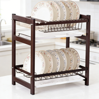 Escurridor de Platos Moderno de 2 Niveles, Metálico, Ecológico, Multifuncional, Mueble para el Hogar