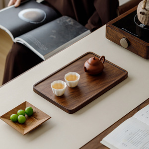 Walnut Wood <b>Tea</b> <b>Tray</b> Solid Wood Serving <b>Tray</b> For <b>Tea</b> Cup Coffee Elegant Design Handmade Craftsmanship - Product Image 3