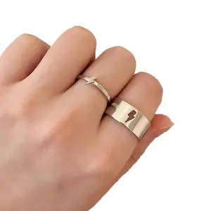2022ปรับแหวนสัญญาคู่จับคู่มิตรภาพน่ารักแหวนอินเทรนด์ชุดวัยรุ่นหญิงขี้ขลาดแยกง่าย