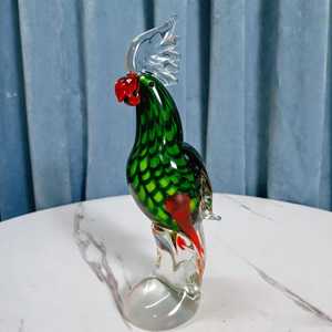 Tiny Glass World - Figura de Gallo de Cristal de Murano Soplado a Mano, Color Verde y Rojo, Escultura de Animal en Forma de Cúpula, Pieza de Arte Decorativa Navideña - Product Image 5