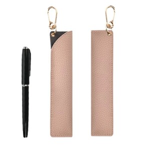 En stock, étui à stylos en cuir simple pour étudiants, trousse à crayons, lot de 2, sac portable à suspendre, trousse à crayons de couleur unie. - Product Image 5