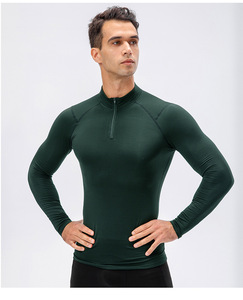 Maglia Termica Leggera Stampata in Velluto a Compressione Lunga per <span class=keywords><strong>Uomo</strong></span>, Antivento, per Fitness Invernale e Sport come il Basket - Product Image 1