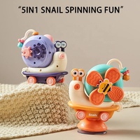 Jouet sensoriel rotatif 5 en 1 pour bébé, chaise haute amusante, moulin à vent, escargot de dessin animé, ventouse de bain, jouet rotatif pour nourrisson