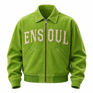 Giacca Streetwear Personalizzata in Corduroy 400GSM <span class=keywords><strong>Oversize</strong></span>, Effetto <span class=keywords><strong>Vintage</strong></span> con Ricamo in Ciniglia e Zip per Uomo - Product Image 2