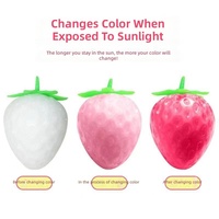 Jouet à presser grande fraise à changement de couleur activé par la lumière, simulation créative, décompression, en matériau TPR, cadeau pour 14 ans et plus