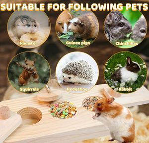 Çok Fonksiyonlu Ahşap El Sanatları 3'ü 1 Arada Hamster Zenginleştirme Oyuncakları Küçük Hayvanlar İçin Ahşap Gine Domuzu Yem Arama Oyuncakları - Product Image 6