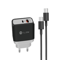 Adaptateur de chargeur USB de type C PD20W en gros pour fournisseur, sortie 5V3A, charge rapide, prise de voyage européenne