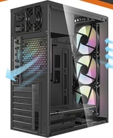 Boîtier de PC de jeu haut de gamme ATX avec 7 emplacements d'extension PCI, installation multi-disques, verre trempé, compatible avec les ventilateurs RGB