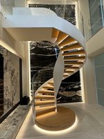 Escalier en acier avec rampe en verre trempé, marches creuses, escalier rotatif en arc, villa, duplex, sur mesure, vente directe d'usine
