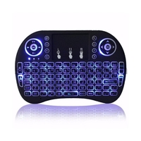 Mini clavier sans fil 2,4 G avec pavé tactile I8, batterie rechargeable intégrée, rétroéclairage 7 couleurs, télécommande USB pour TV Box et PC