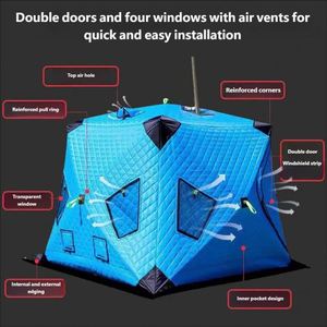 Carpa de Invierno para Pesca en Hielo y Camping - Oxford de Doble Capa, Impermeable, Resistente al Viento, Refugio para las Cuatro Estaciones, Apertura Automática Rápida, Protección UV - Product Image 4