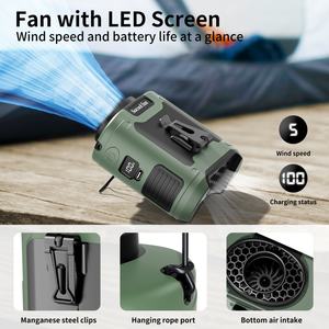 Socool Fan 10000MAh Portable Electric Neck Fan Rechargeable USB Mini LED <b>Light</b> Outdoor Plastic Waist <b>Clip</b> Fan Spanish - Product Image 3