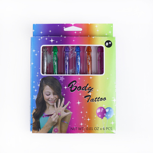Stylo à <span class=keywords><strong>encre</strong></span> gel pour tatouage holographique bleu à paillettes, 6 couleurs, sûr pour la peau, <span class=keywords><strong>dessin</strong></span> d'<span class=keywords><strong>animaux</strong></span>, stylo en plastique pour le bureau et l'école, vente chaude - Product Image 2