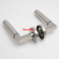 Poignée de porte intérieure en acier inoxydable 304, finition satinée, design moderne et luxueux, solide, en forme de L, pour porte en bois, utilisation hôtelière