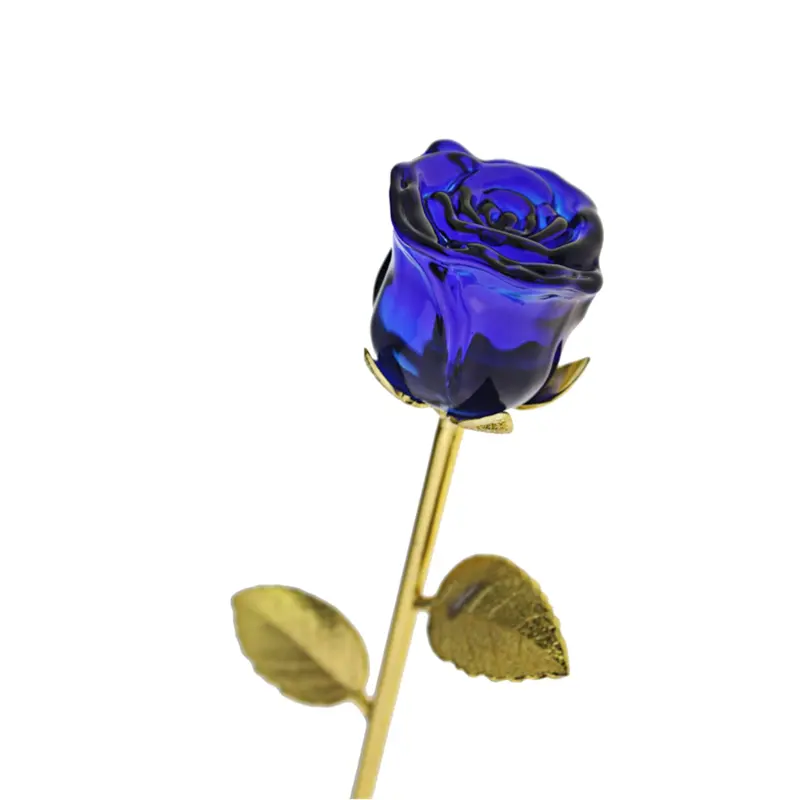 गर्म बिक्री नीले कांच क्रिस्टल गुलाब का फूल vases के साथ शादी की सजावट के लिए या स्मृति चिन्ह