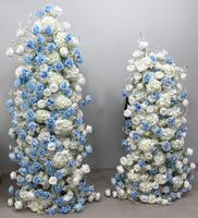 Arreglo Floral Artificial Azul y Blanco para Decoración de Mesa de Boda, Cumpleaños, Pastel, Fondo de Arco
