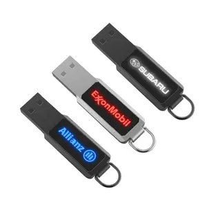Custom LED light logo Mini Metal Keychain USB flash drives 8GB glowing logo cle USB stick 128GB pen drives 16GB