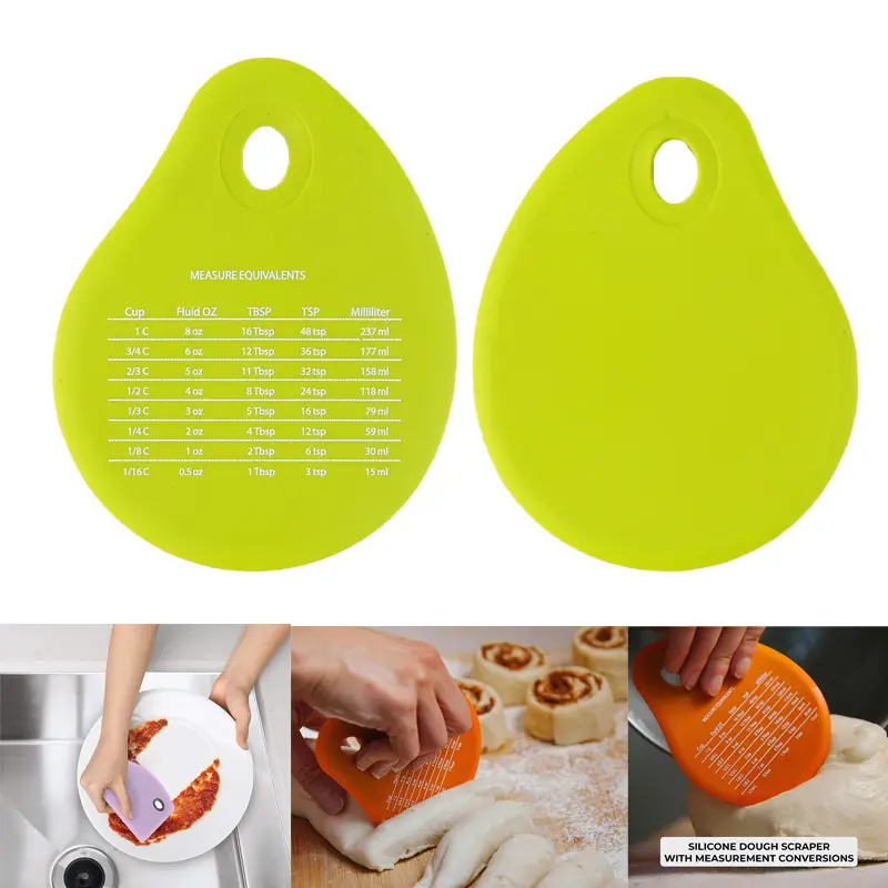 Pastry baking accessories non stick silicone dough cutter scraper with measurement