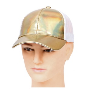 Mode fête <span class=keywords><strong>holographique</strong></span> PU camionneur chapeau brillant maille dos 100% Polyester brodé à la main arcs Argyle motif brillant <span class=keywords><strong>casquette</strong></span> de Baseball - Product Image 6
