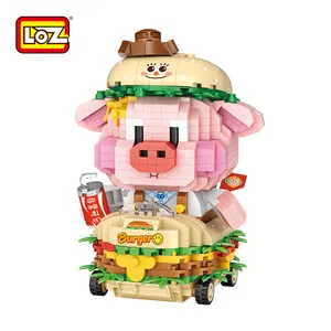 LOZ Hamburger pig Toy Pets 990pcs Creative Construction Components Educational Building Blocks