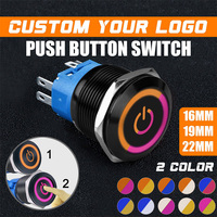 12/16/19/22mm momentané LED bouton poussoir interrupteurs puissance étanche voitures d'occasion interrupteur petit Mini métal CE IP67 220V 12V