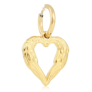 Pendientes de aro en forma de corazón de acero inoxidable dorado para mujer, regalo, joyería de moda - Product Image 5