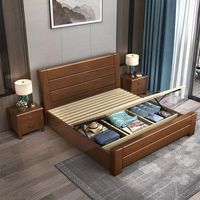 Lit en bois massif de Style chinois ingénierie unité unique moderne Simple Double personne boîte haute pression lit de rangement chambre principale