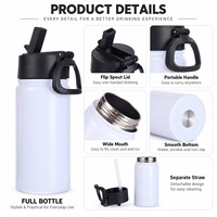 Bouteille d'eau en acier inoxydable à double paroi isolée sous vide avec poignée pour le sport, disponible en gros en tailles 12, 16, 18, 22, 25, 32 et 40 oz, idéale pour la sublimation.