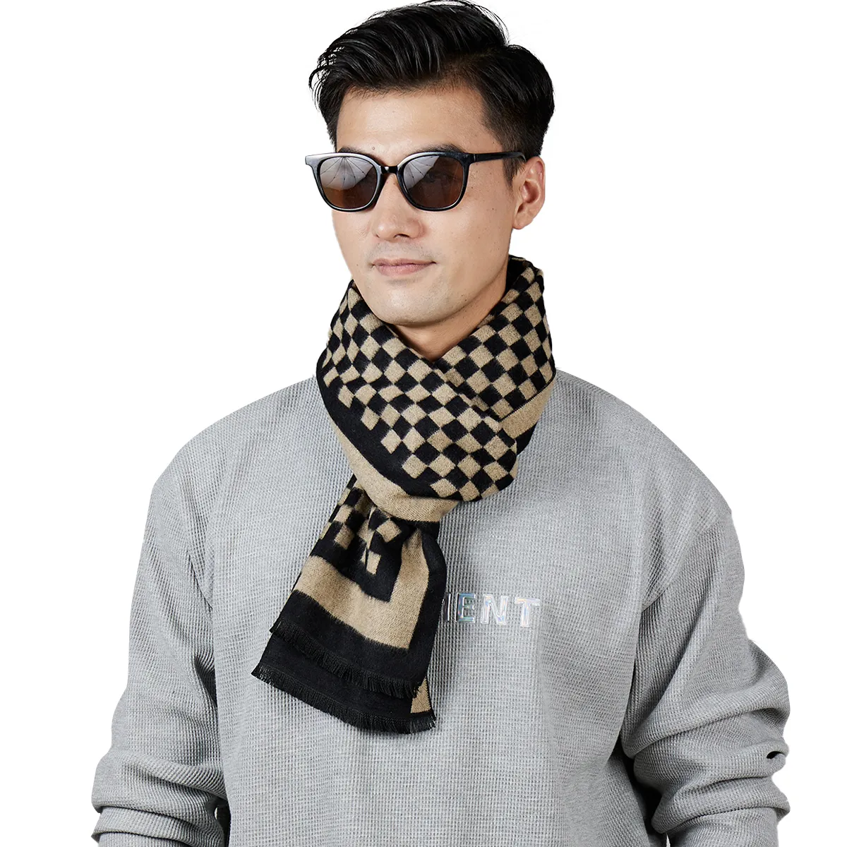 30*180 bufanda para hombre bufanda de invierno de lujo para hombre lana acrílico poliéster mezclado estilo inglés bufanda para hombre